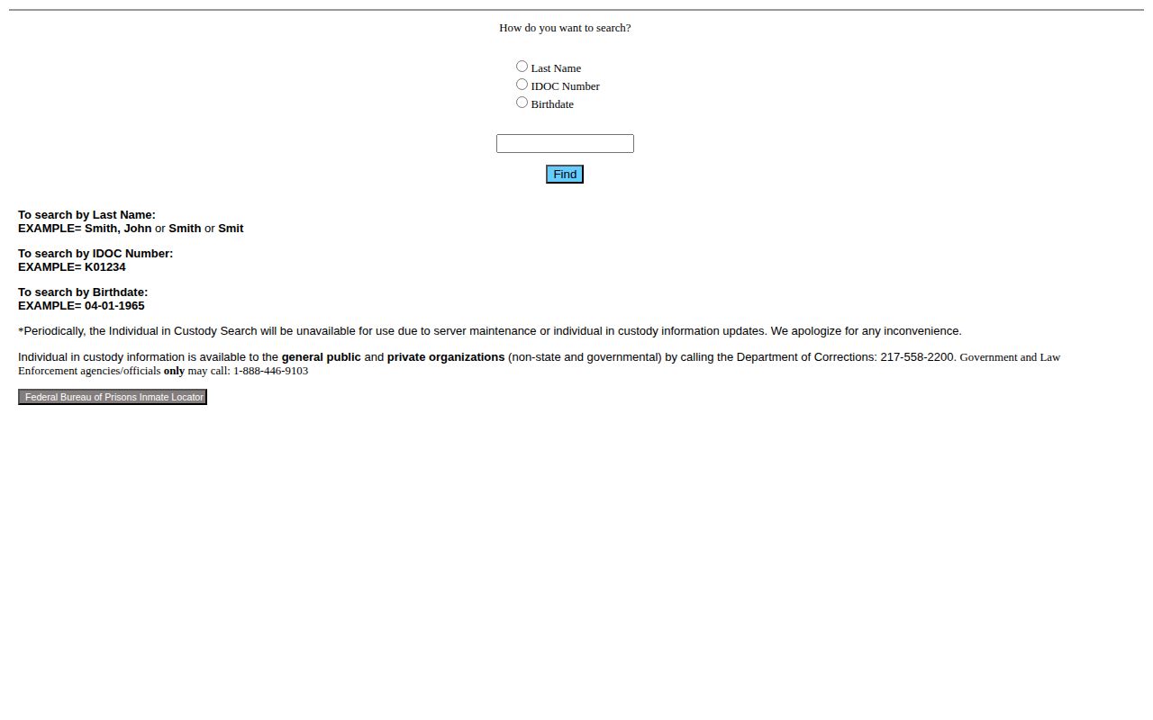 Williamson County released inmate IDOC search form